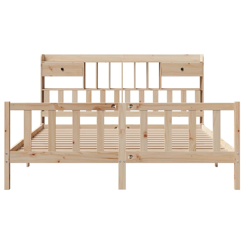 Lit bibliothèque sans matelas 180x200 cm bois massif de pin - XIOS