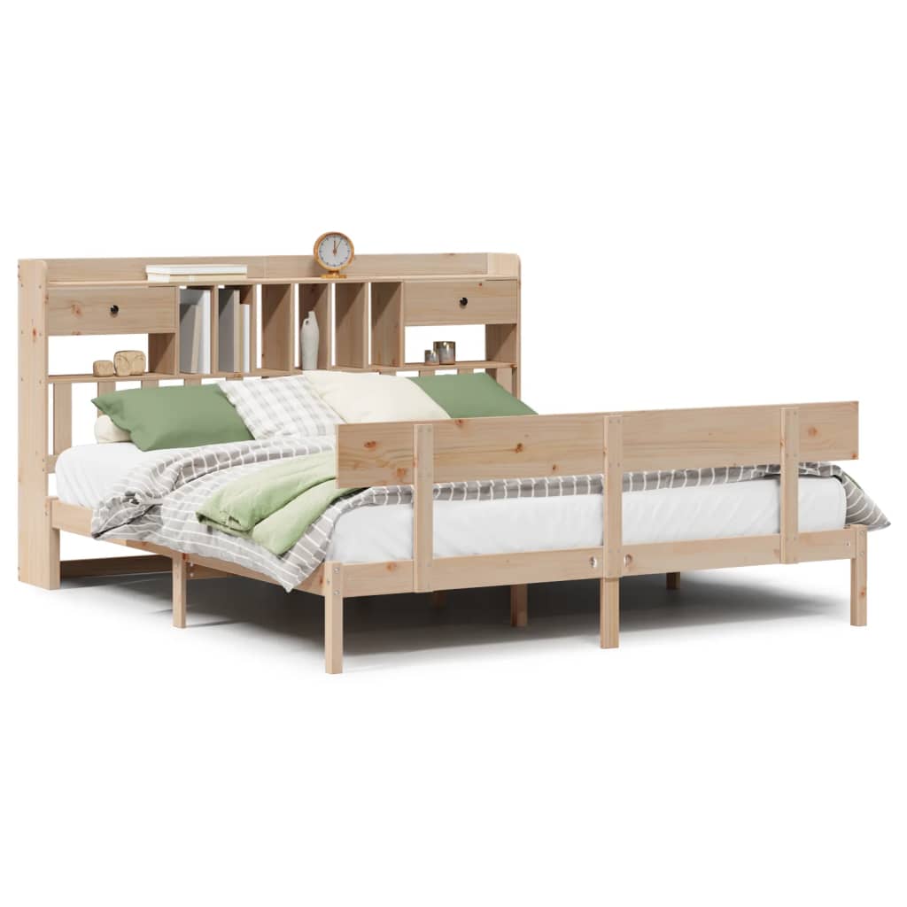 Lit bibliothèque sans matelas 180x200 cm bois massif de pin - XIOS