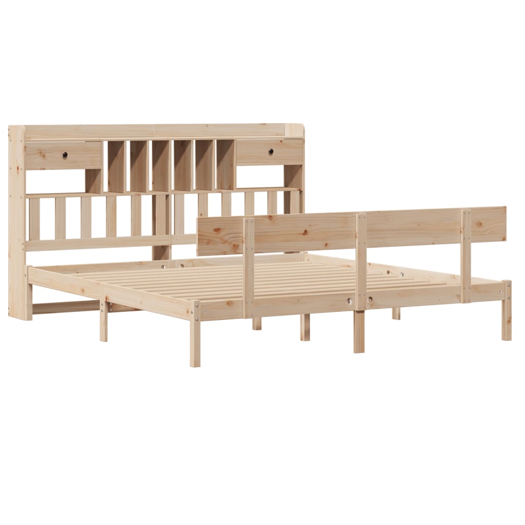 Lit bibliothèque sans matelas 180x200 cm bois massif de pin - XIOS