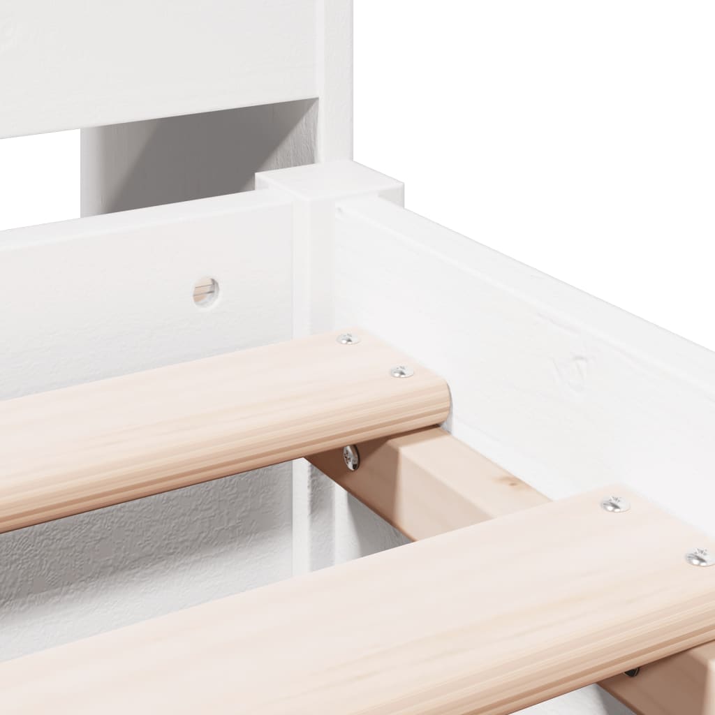 Lit bibliothèque sans matelas blanc 140x190 cm bois pin massif - XIOS