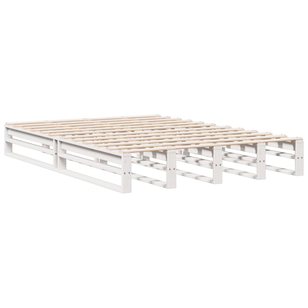 Lit bibliothèque sans matelas blanc 140x200 cm bois pin massif - XIOS