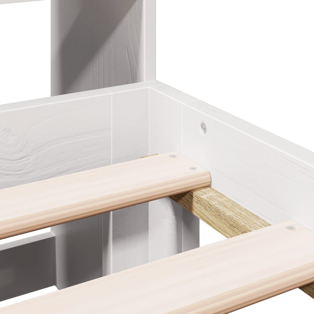 Lit bibliothèque sans matelas blanc 140x200 cm bois pin massif - XIOS