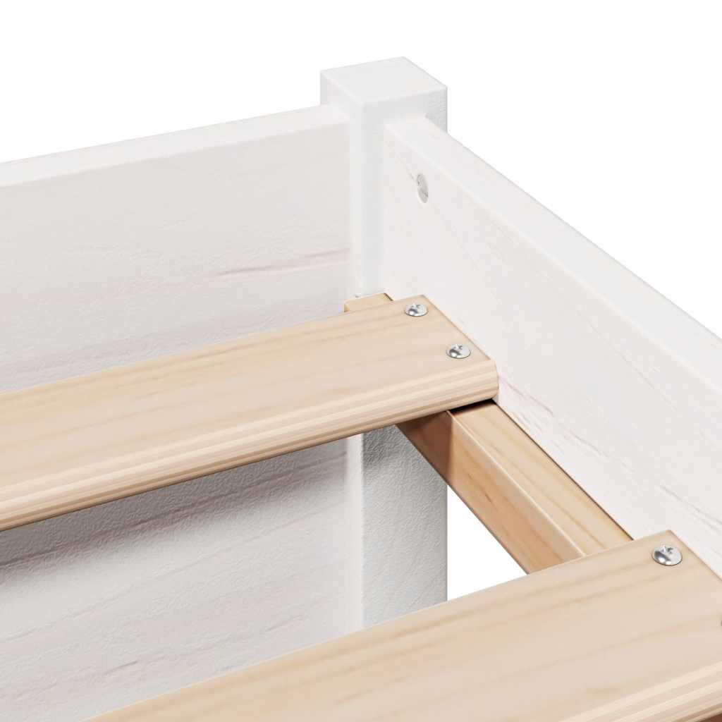 Lit bibliothèque sans matelas blanc 160x200 cm bois pin massif - XIOS