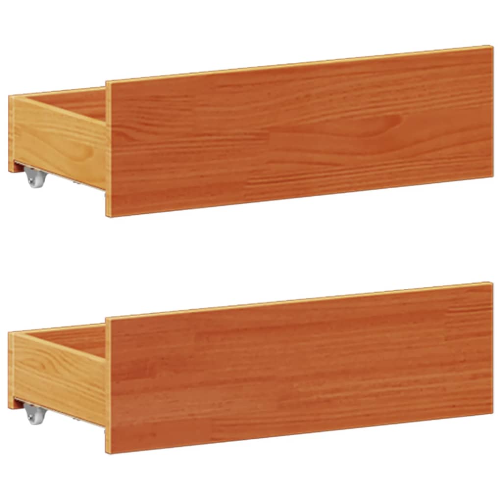 Lit bibliothèque sans matelas cire marron 150x200 cm pin massif - XIOS