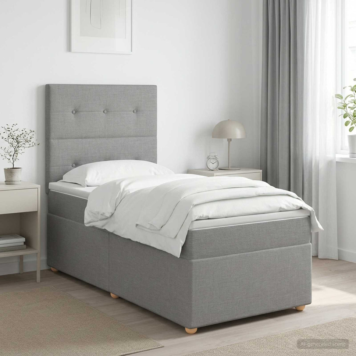 Lit boxspring avec matelas Gris clair 80 x 200 cm Tissu - XIOS