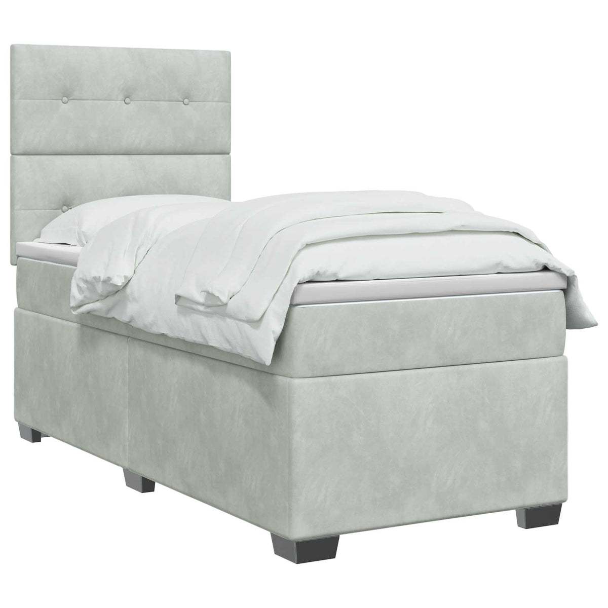 Lit boxspring avec matelas Gris clair 90 x 200 cm Velours - XIOS