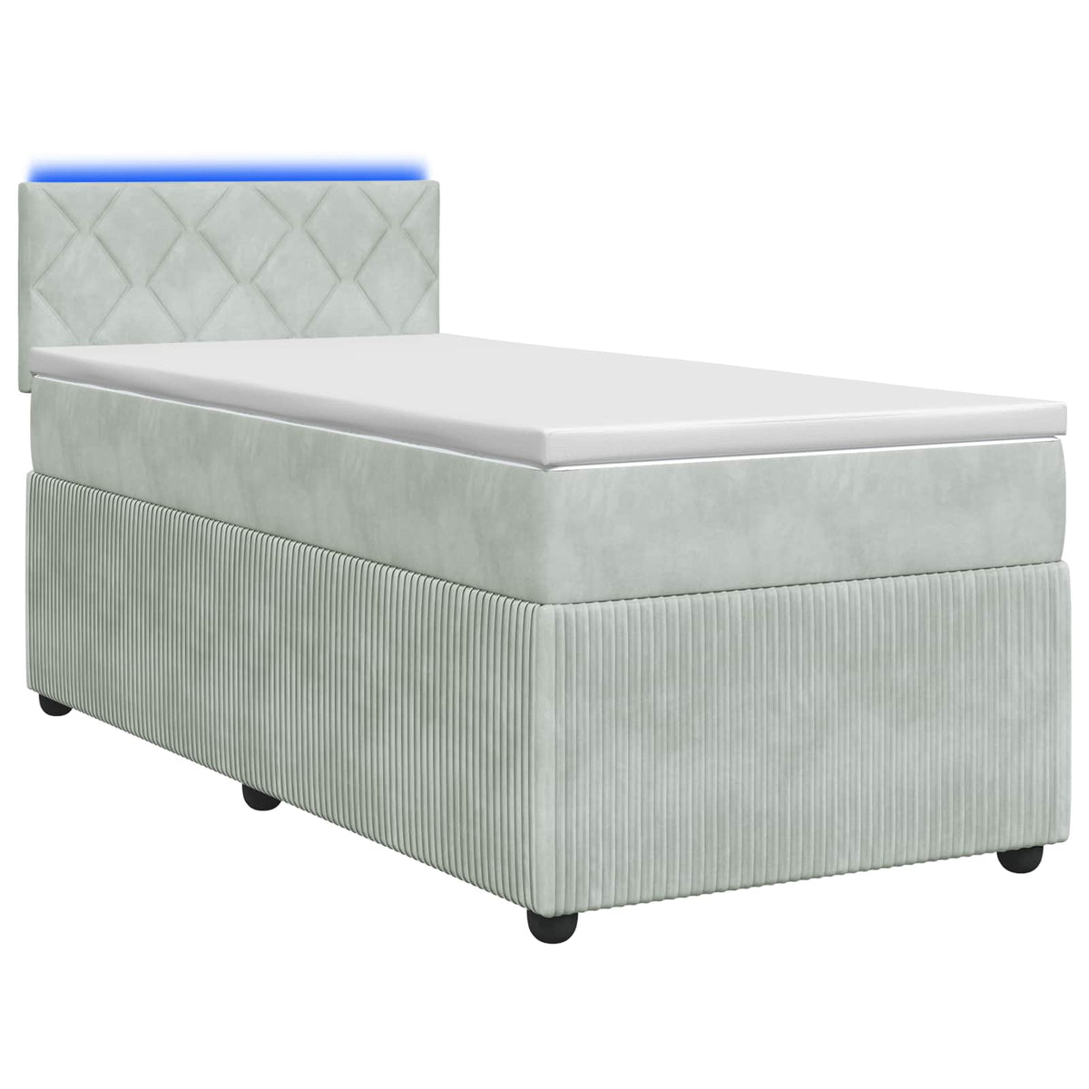 Lit boxspring avec matelas Gris clair 90 x 200 cm Velours - XIOS
