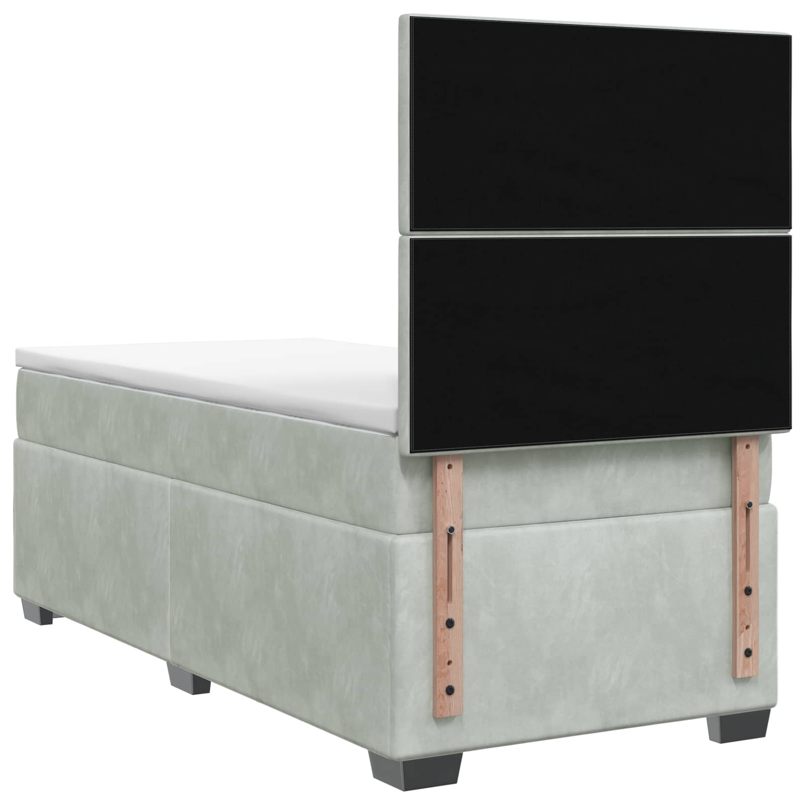 Lit boxspring avec matelas Gris clair 90 x 200 cm Velours - XIOS
