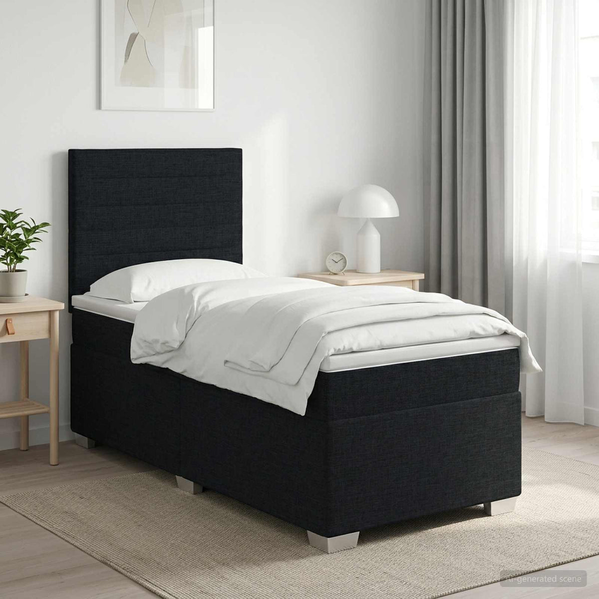 Lit boxspring avec matelas Noir 80 x 200 cm Tissu - XIOS
