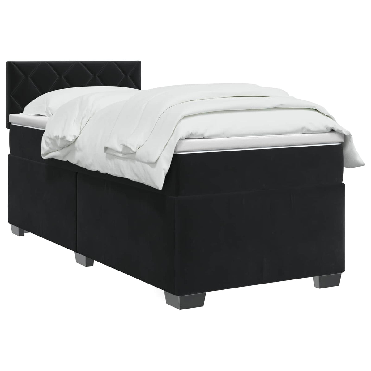 Lit boxspring avec matelas Noir 80 x 200 cm Velours - XIOS