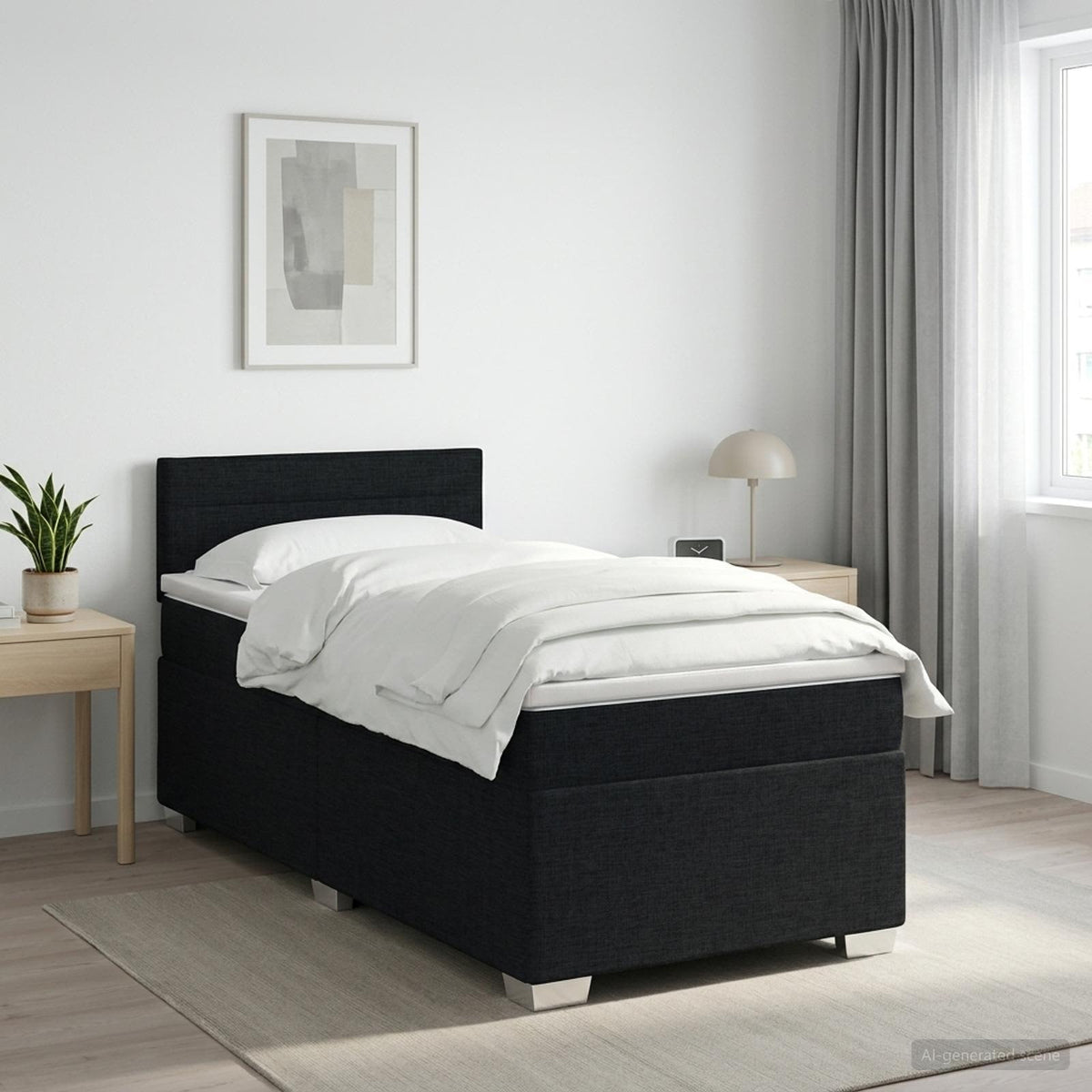 Lit boxspring avec matelas Noir 90 x 190 cm Tissu - XIOS