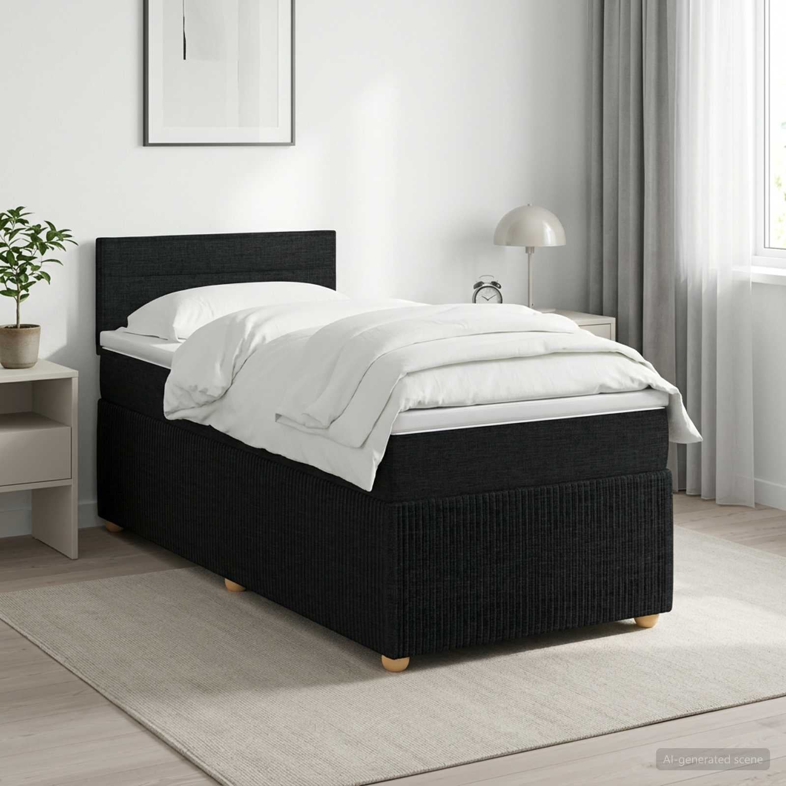 Lit boxspring avec matelas Noir 90 x 190 cm Tissu - XIOS