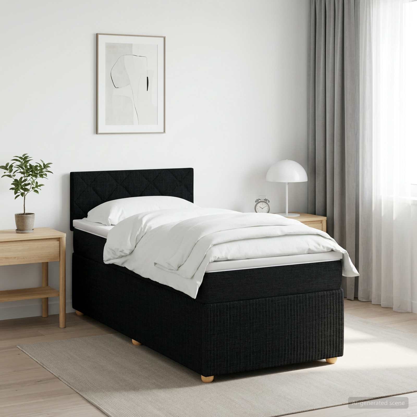 Lit boxspring avec matelas Noir 90 x 200 cm Tissu - XIOS