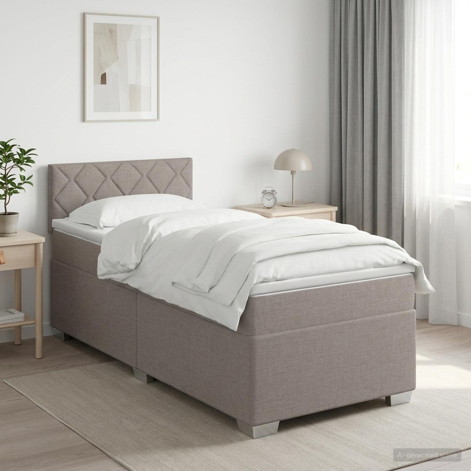 Lit boxspring avec matelas Taupe 80 x 200 cm Tissu - XIOS