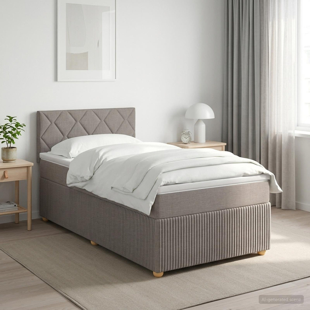 Lit boxspring avec matelas Taupe 80 x 200 cm Tissu - XIOS