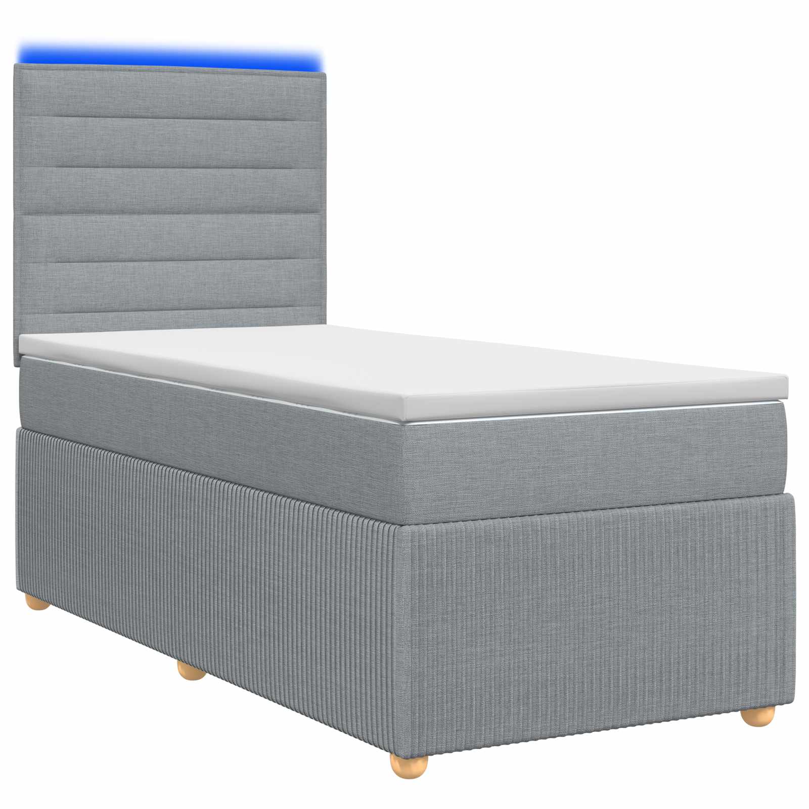 Lit boxspring LED avec matelas Gris clair 100 x 200 cm Tissu - XIOS