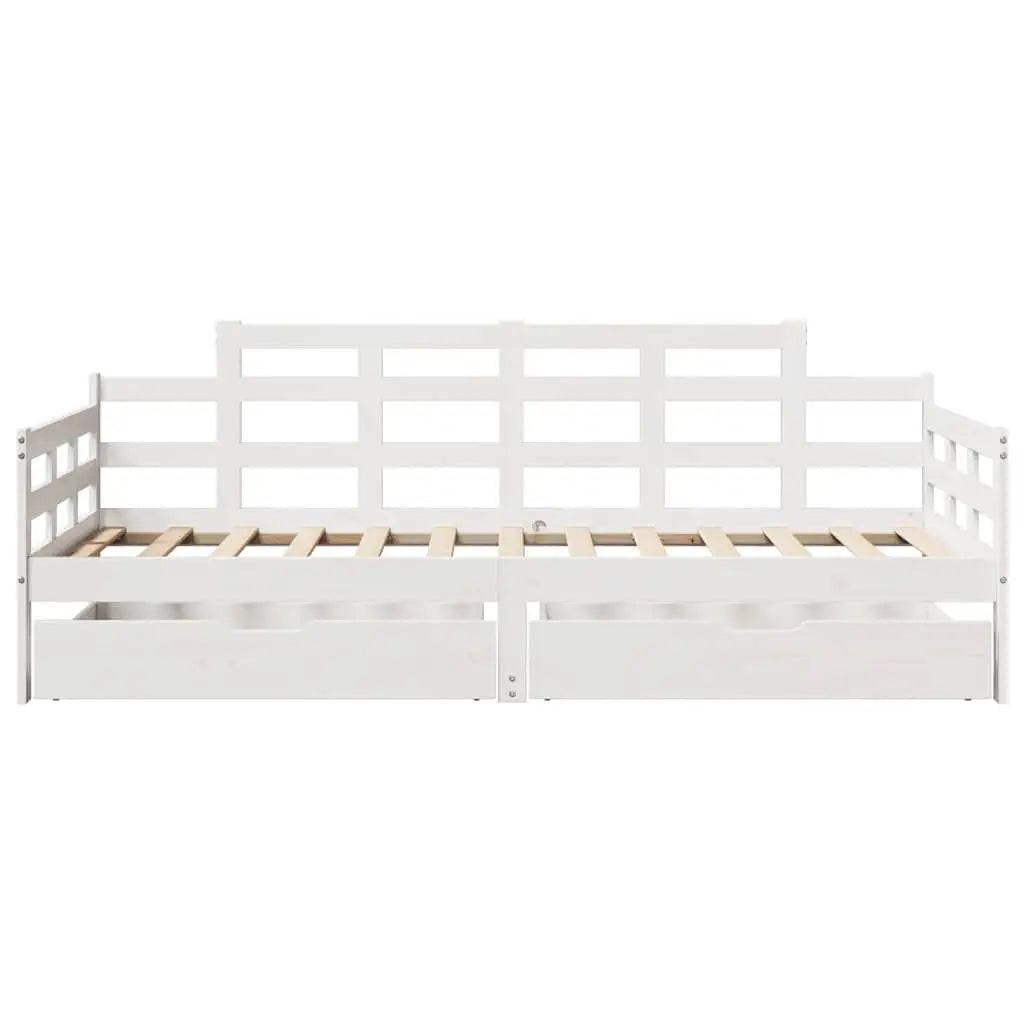 Lit de jour et tiroirs sans matelas blanc 90x190 cm bois massif