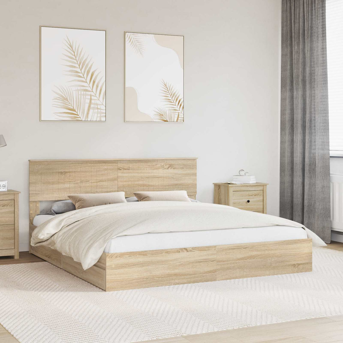 Lit de Rangement Chêne Sonoma 180 x 200 cm Bois d’ingénierie - XIOS