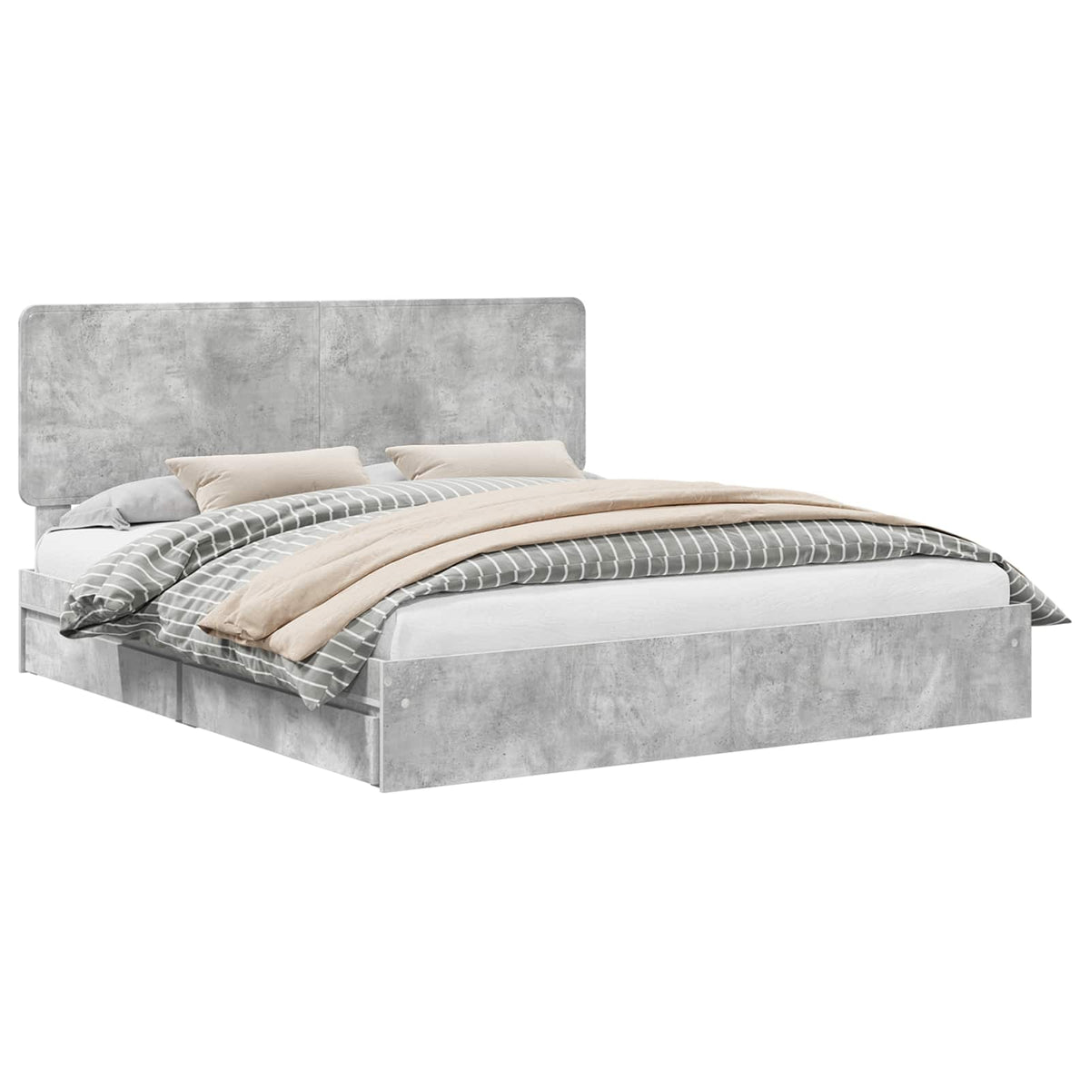 Lit de Rangement Gris béton 200 x 200 cm Bois d’ingénierie - XIOS