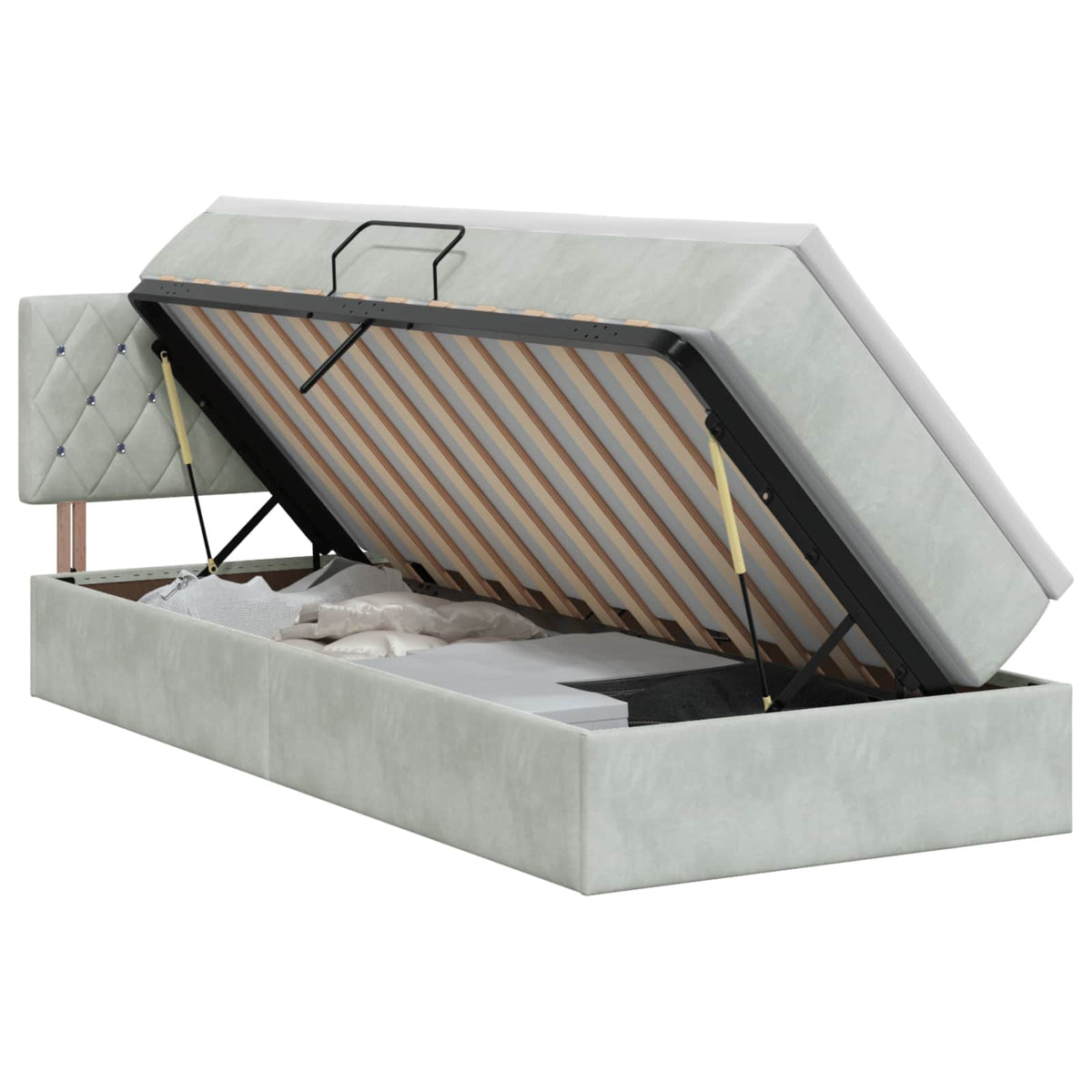 Lit de Rangement Gris clair 100 x 200 cm Velours - XIOS