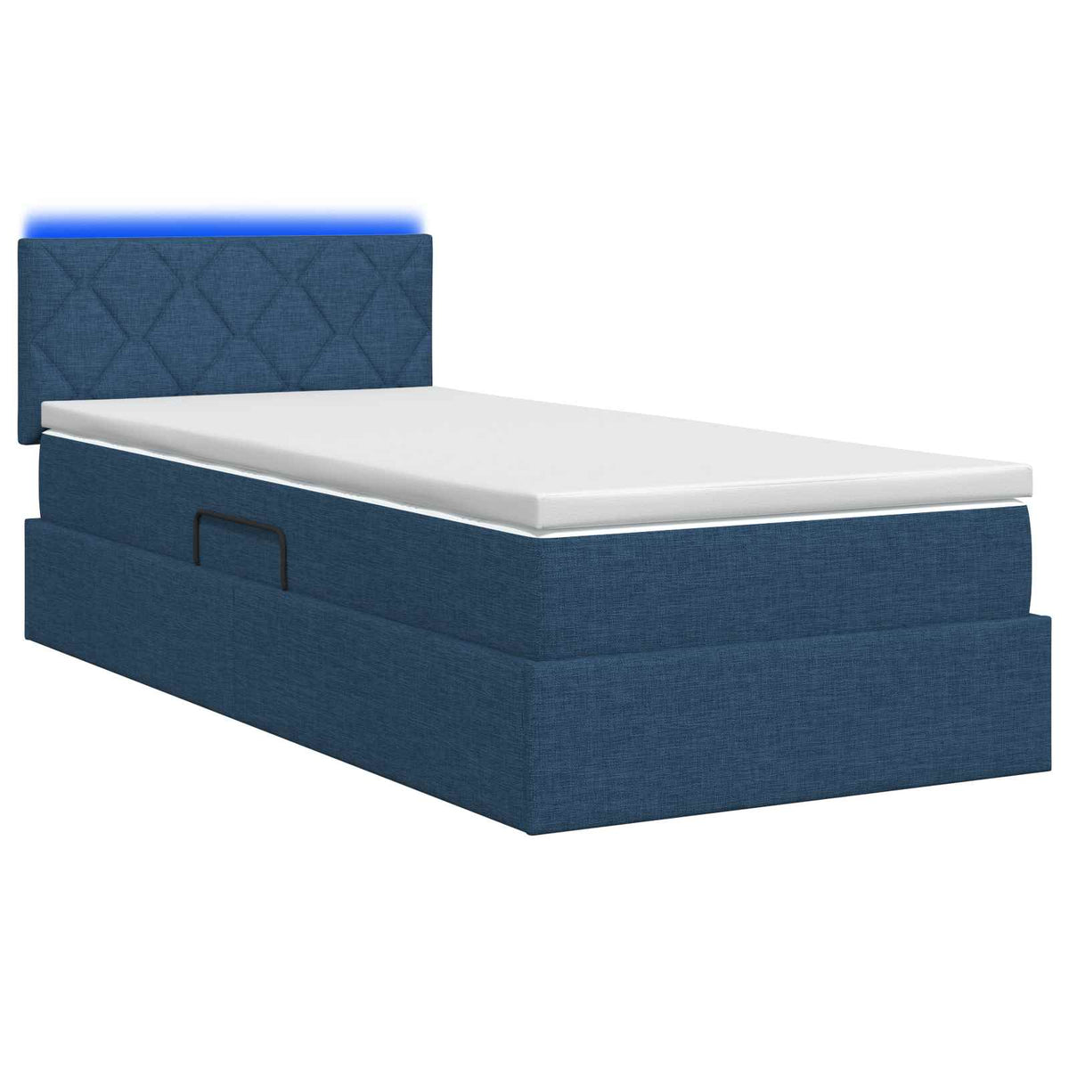 Lit de rangement LED avec matelas Bleu 100 x 200 cm Tissu - XIOS