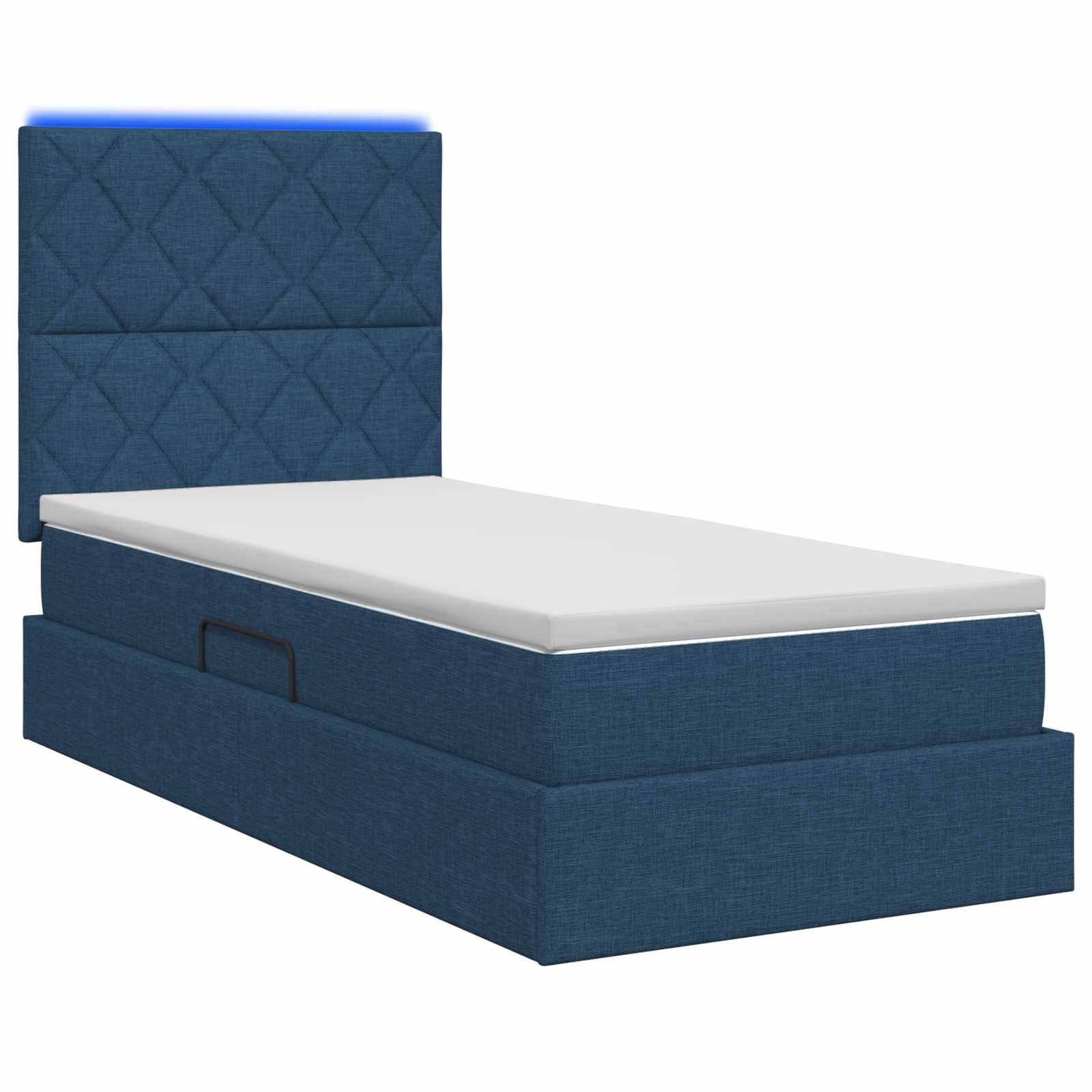 Lit de rangement LED avec matelas Bleu 100 x 200 cm Tissu - XIOS