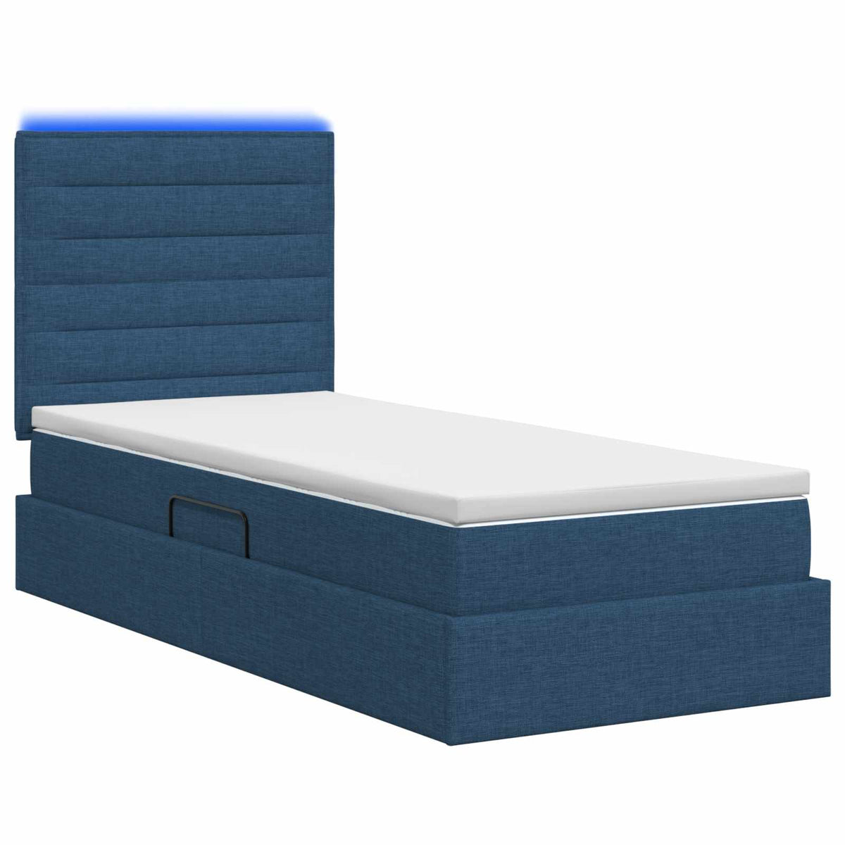 Lit de rangement LED avec matelas Bleu 90 x 200 cm Tissu - XIOS
