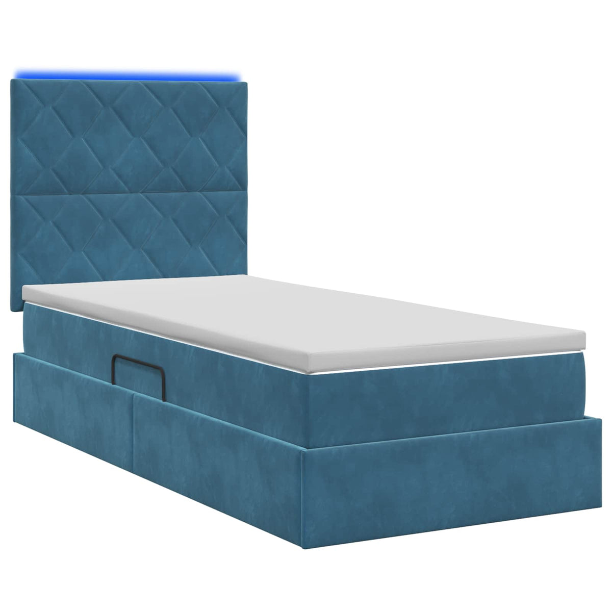 Lit de rangement LED avec matelas Bleu foncé 100 x 200 cm - XIOS