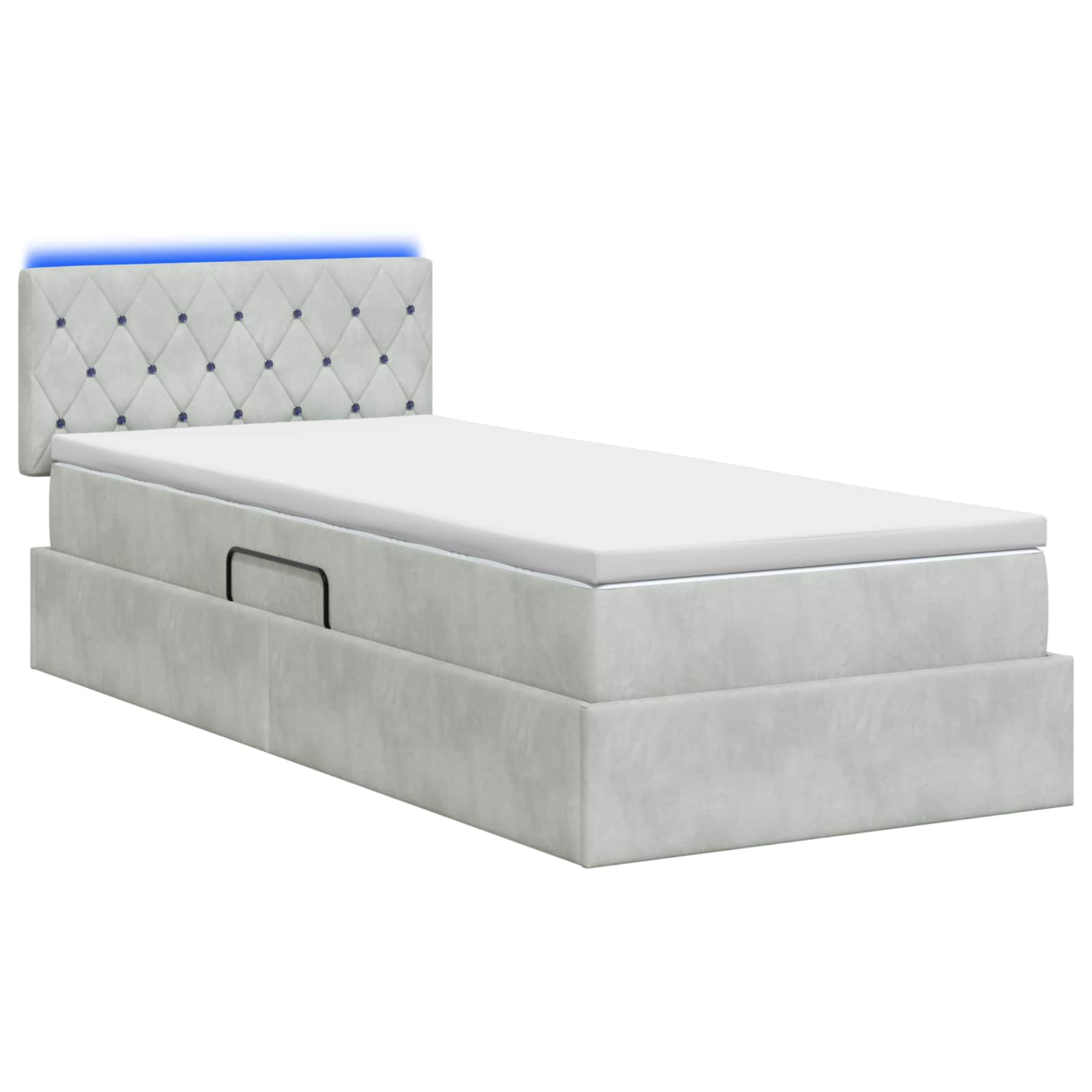 Lit de rangement LED avec matelas Gris clair 90 x 200 cm - XIOS