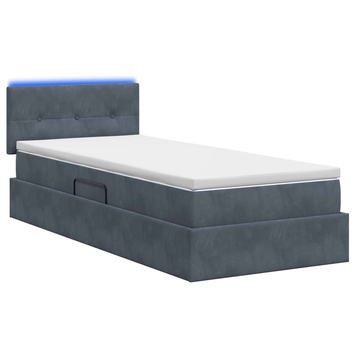 Lit de rangement LED avec matelas Gris foncé 100 x 200 cm - XIOS