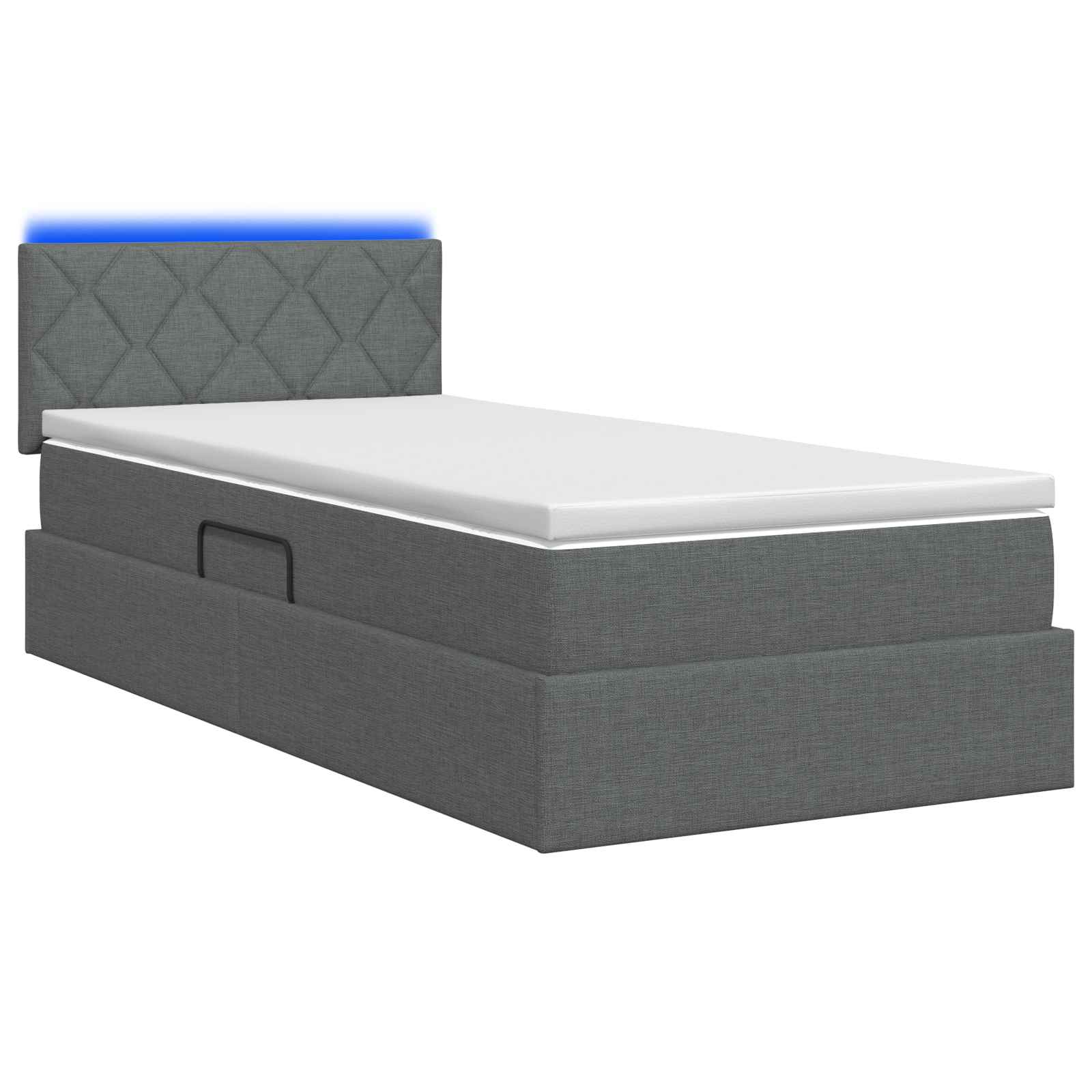 Lit de rangement LED avec matelas Gris foncé 90 x 190 cm Tissu - XIOS