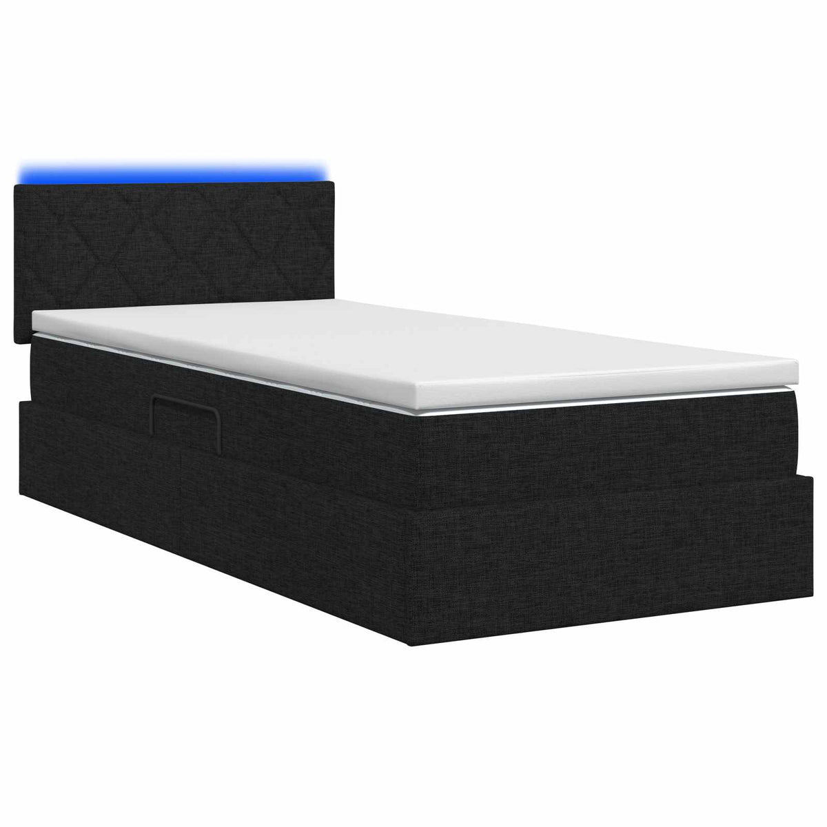 Lit de rangement LED avec matelas Noir 90 x 190 cm Tissu - XIOS