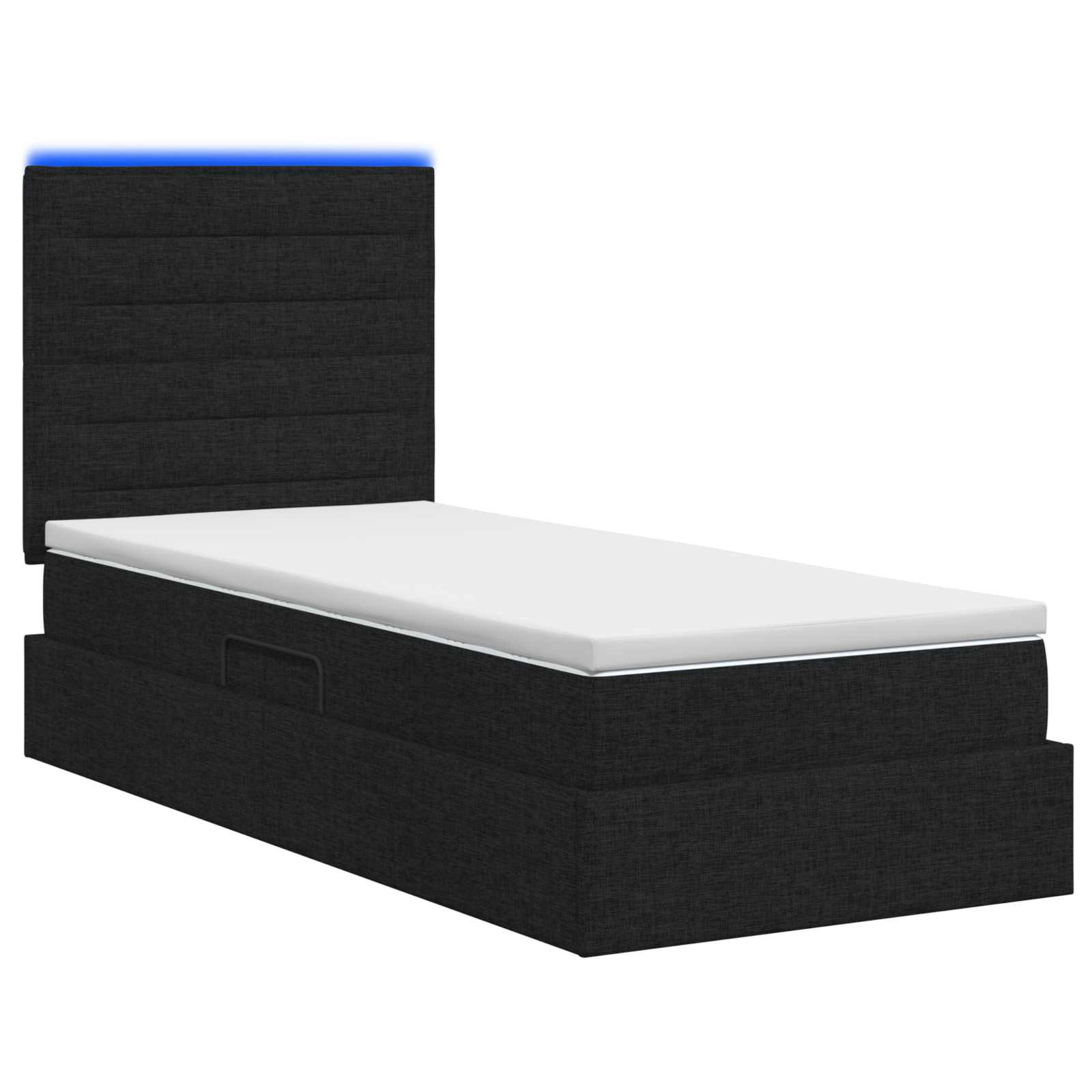 Lit de rangement LED avec matelas Noir 90 x 200 cm Tissu - XIOS