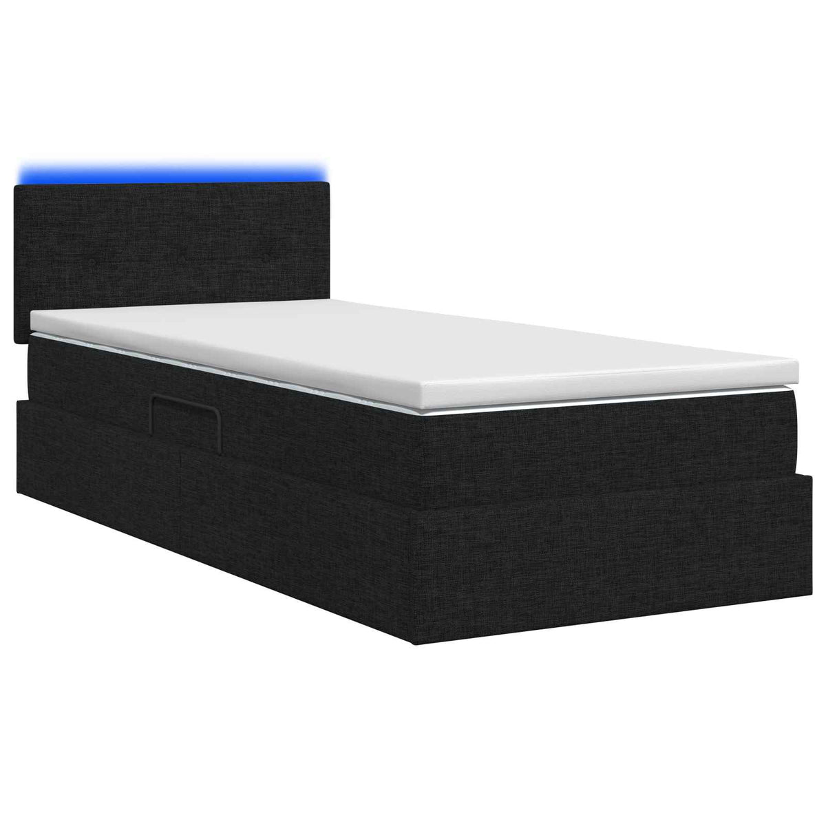 Lit de rangement LED avec matelas Noir 90 x 200 cm Tissu - XIOS