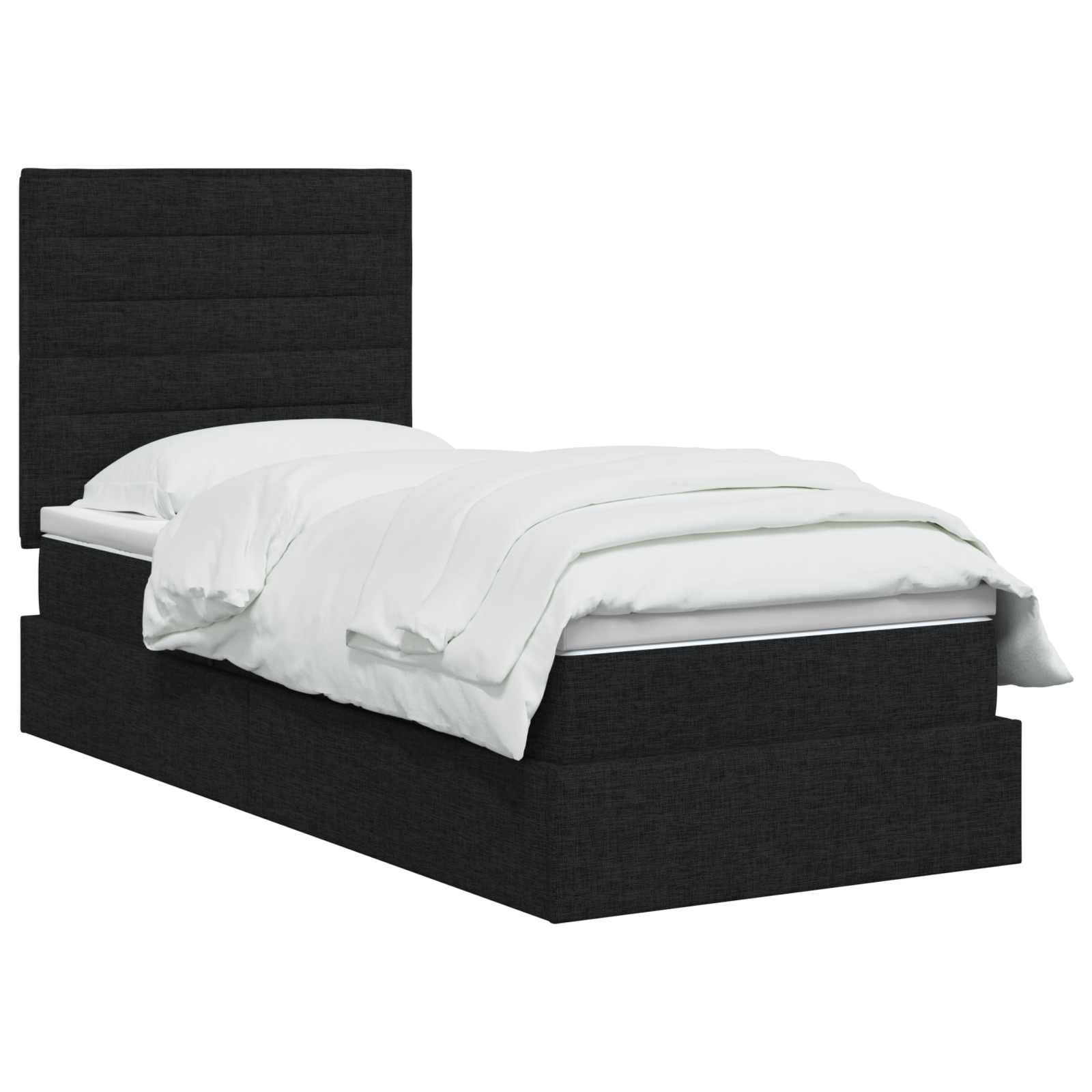 Lit de rangement LED avec matelas Noir 90 x 200 cm Tissu - XIOS