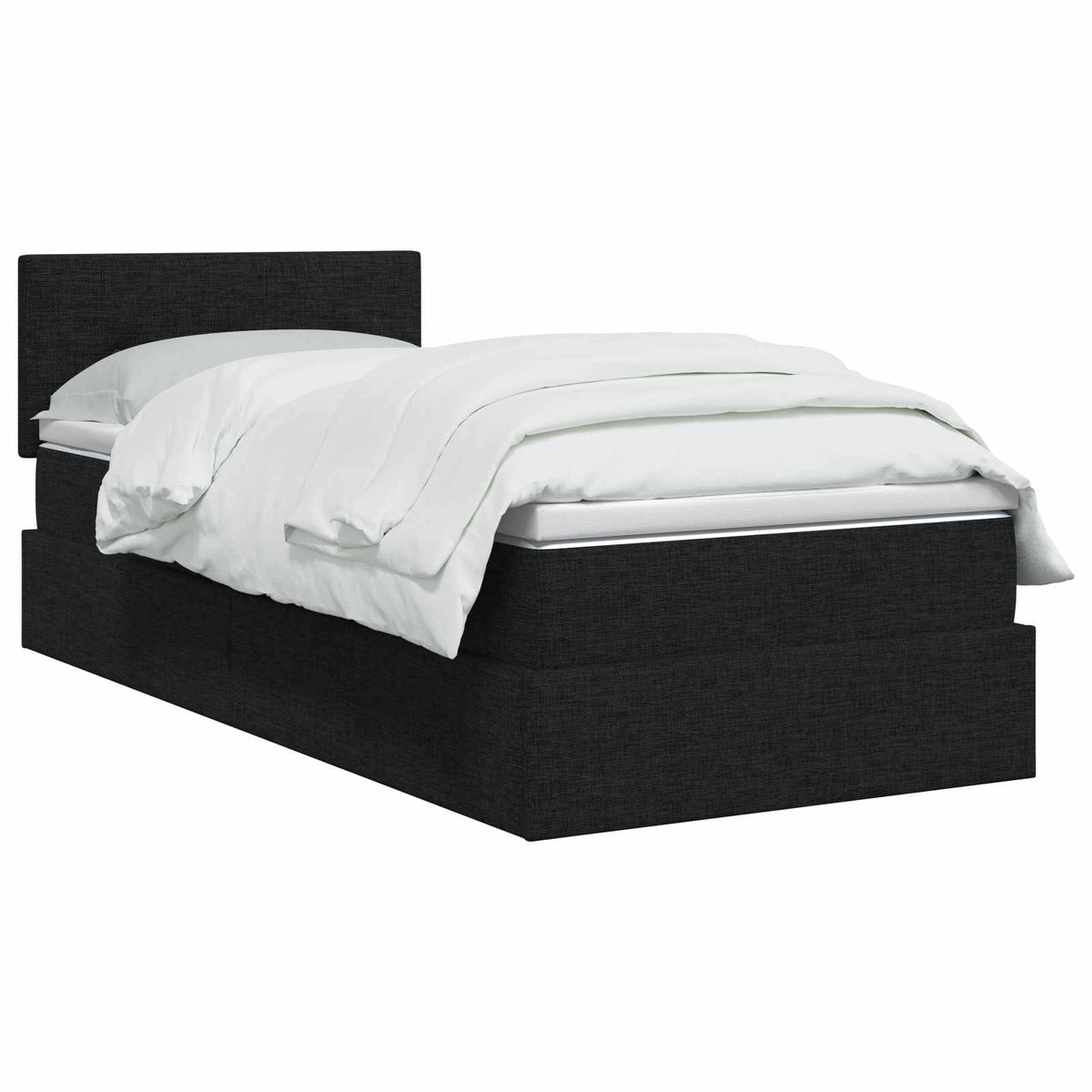 Lit de rangement LED avec matelas Noir 90 x 200 cm Tissu - XIOS