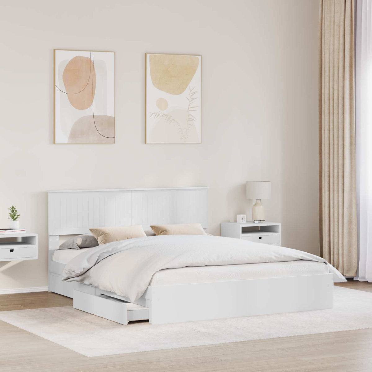 Lit de Rangement Réglable Blanc 160 x 200 cm Bois d’ingénierie - XIOS