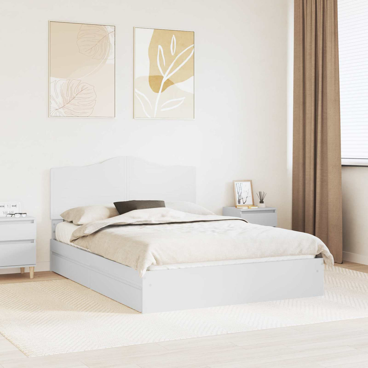 Lit de Rangement Réglable Blanc 160 x 200 cm Bois d’ingénierie - XIOS