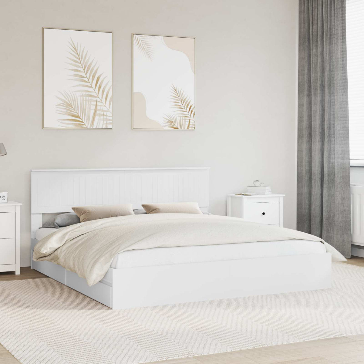 Lit de Rangement Réglable Blanc 180 x 200 cm Bois d’ingénierie - XIOS