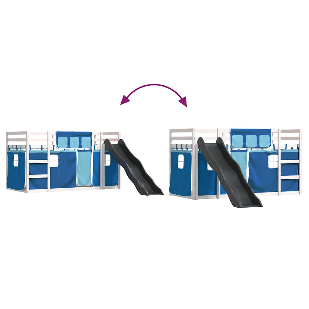 Lit superposé sans matelas avec toboggan et rideaux 90x200 cm - XIOS