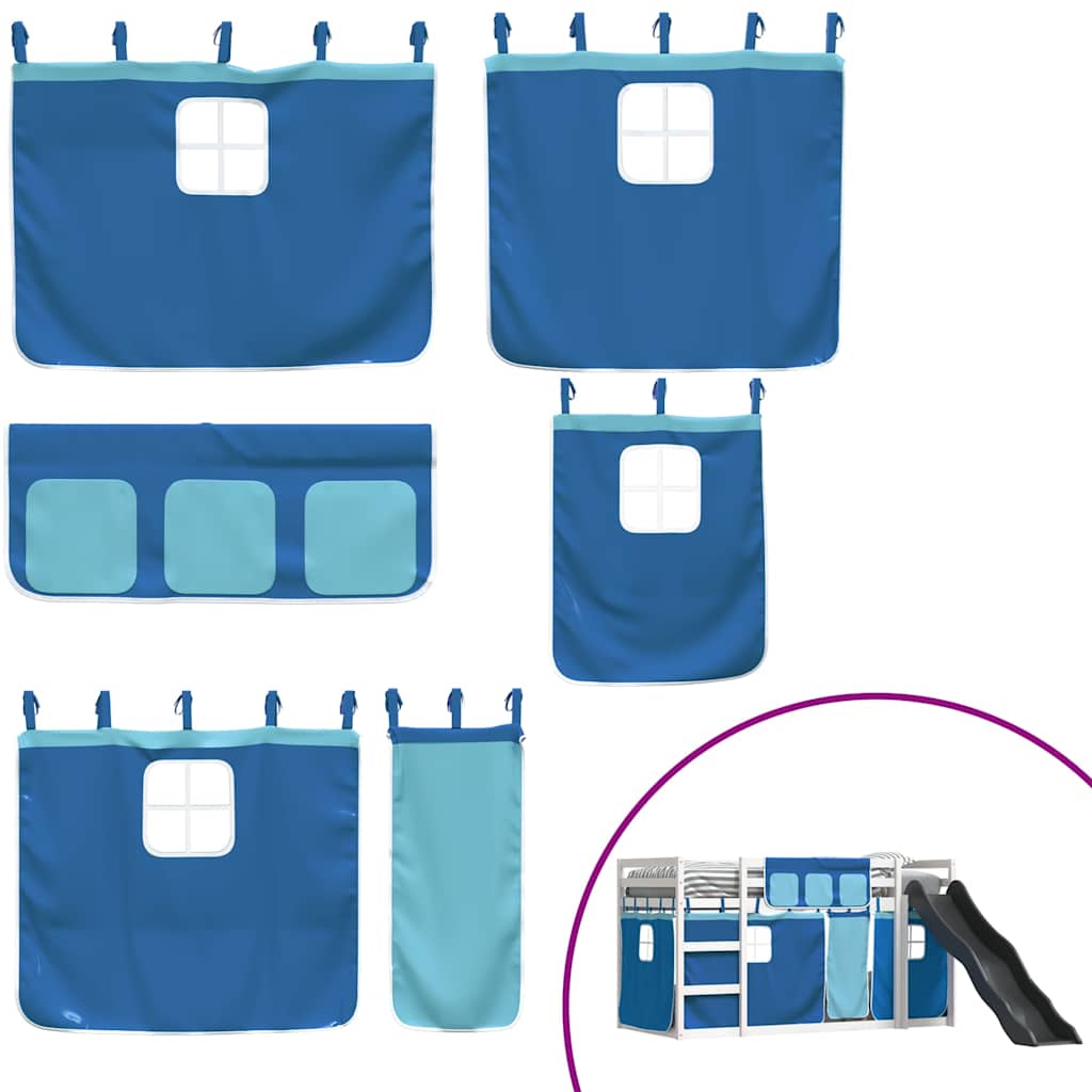 Lit superposé sans matelas avec toboggan et rideaux 90x200 cm - XIOS