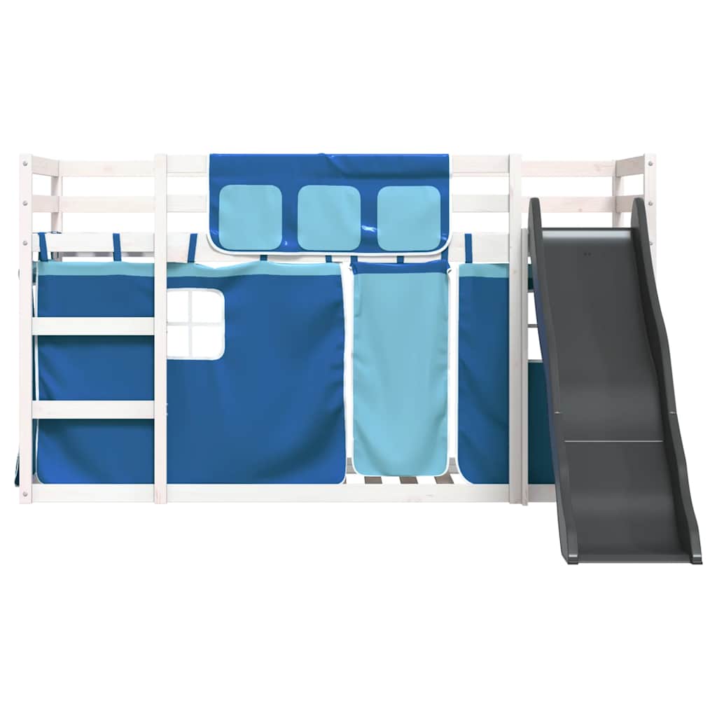 Lit superposé sans matelas avec toboggan et rideaux 90x200 cm - XIOS