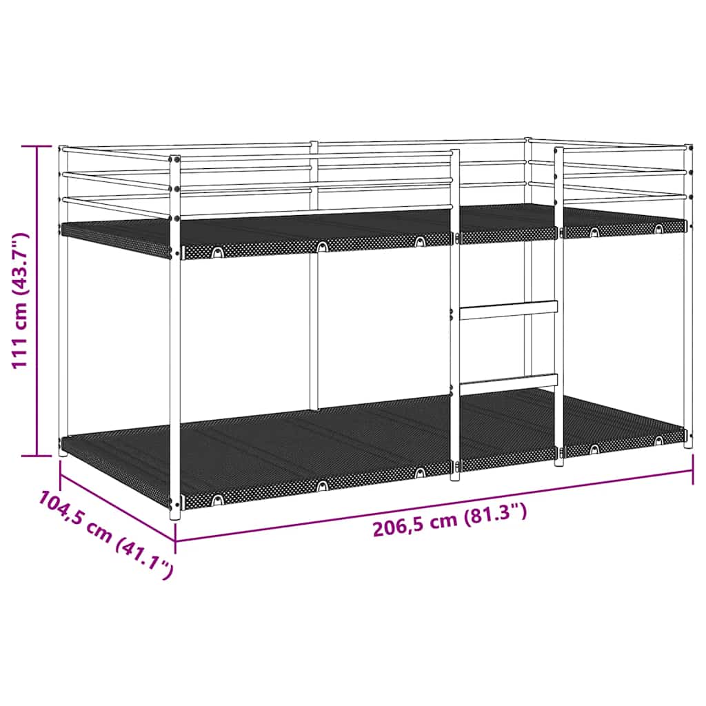 Lit superposé sans matelas blanc 100x200 cm acier - XIOS