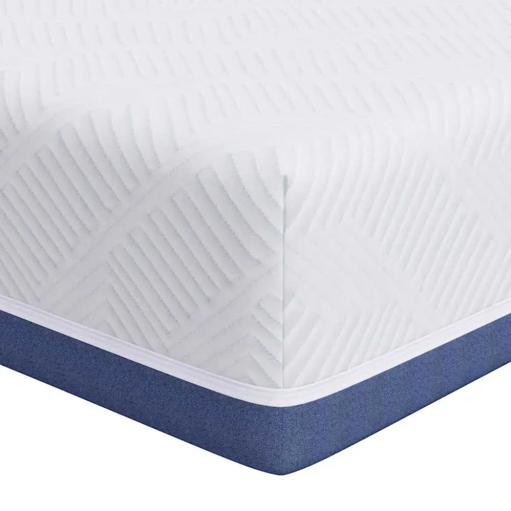 Matelas Blanc et Bleu 140 x 190 cm Tissu jacquard - XIOS