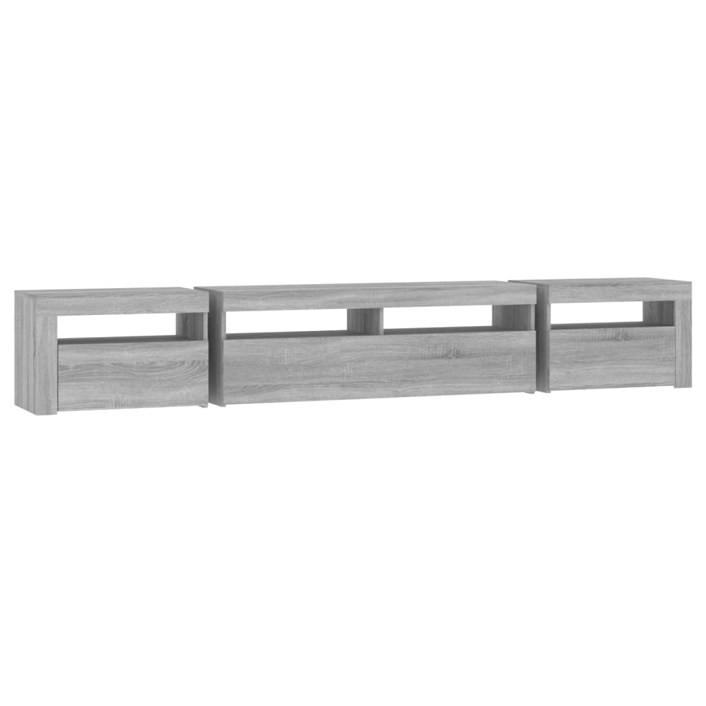 Meuble TV avec lumières LED Sonoma gris 240x35x40 cm - XIOS