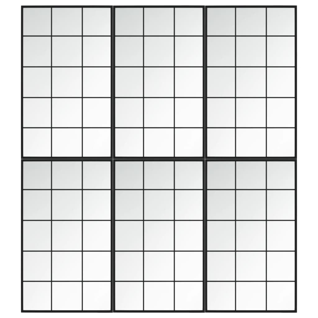 Miroirs muraux 6 pcs noir 100x60 cm métal - XIOS