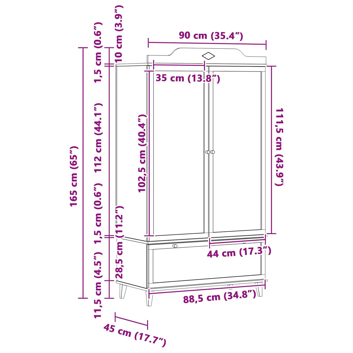 Rangement créatif pour enfants ROROS Blanc 90 x 45 x 165 cm - XIOS