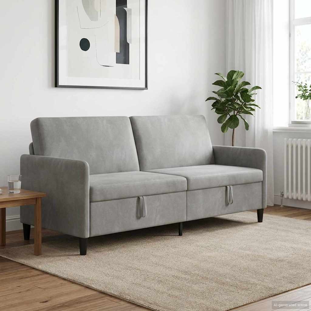 Sofa avec rangement Gris clair 192 x 78 x 87 cm Polyester - XIOS