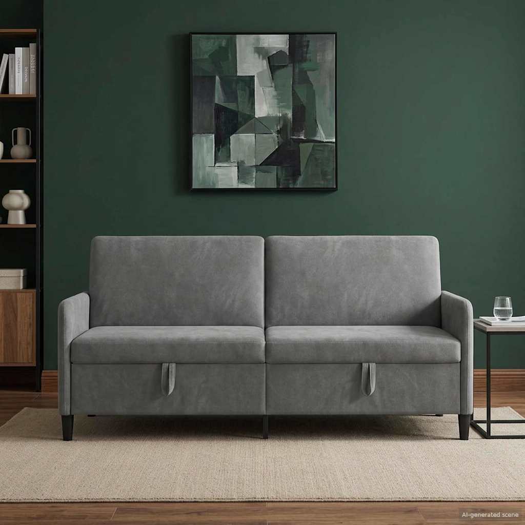 Sofa avec rangement Gris foncé 192 x 78 x 87 cm Polyester - XIOS