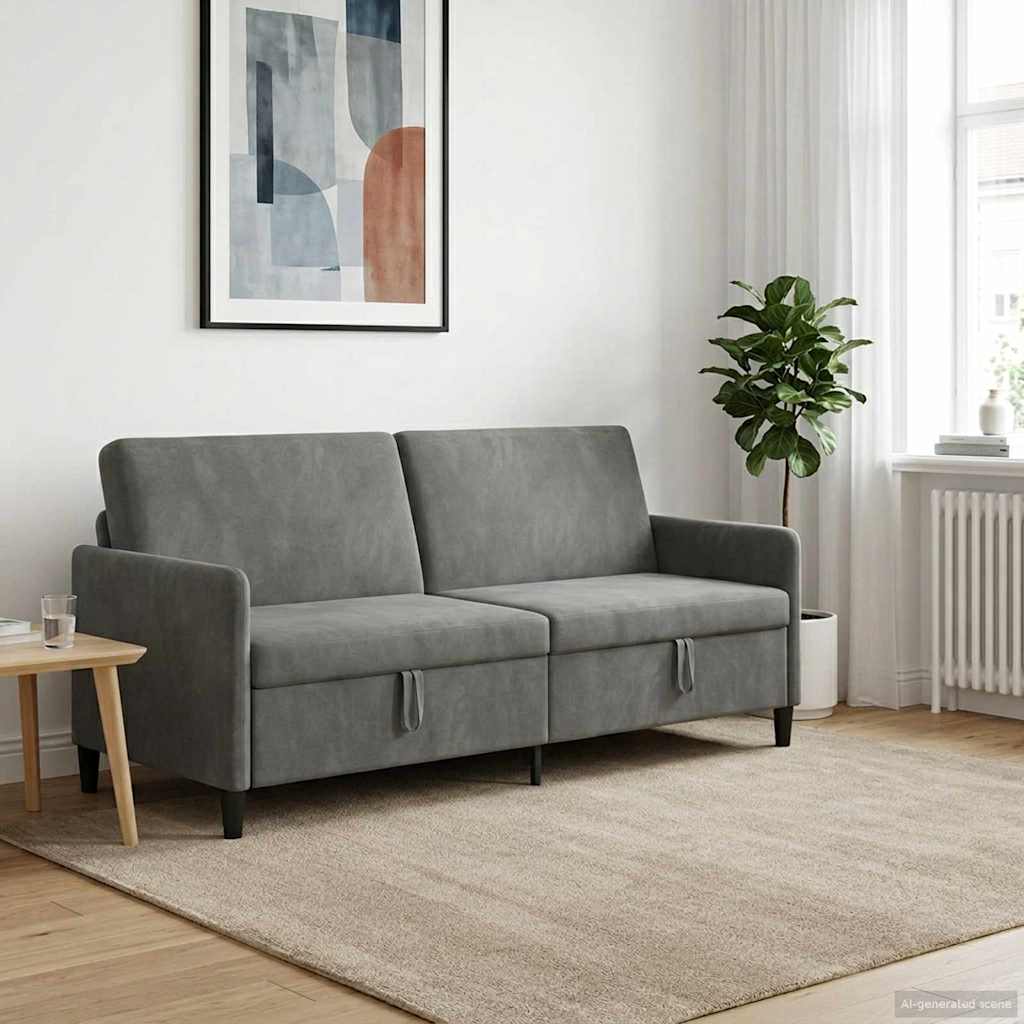 Sofa avec rangement Gris foncé 192 x 78 x 87 cm Polyester - XIOS